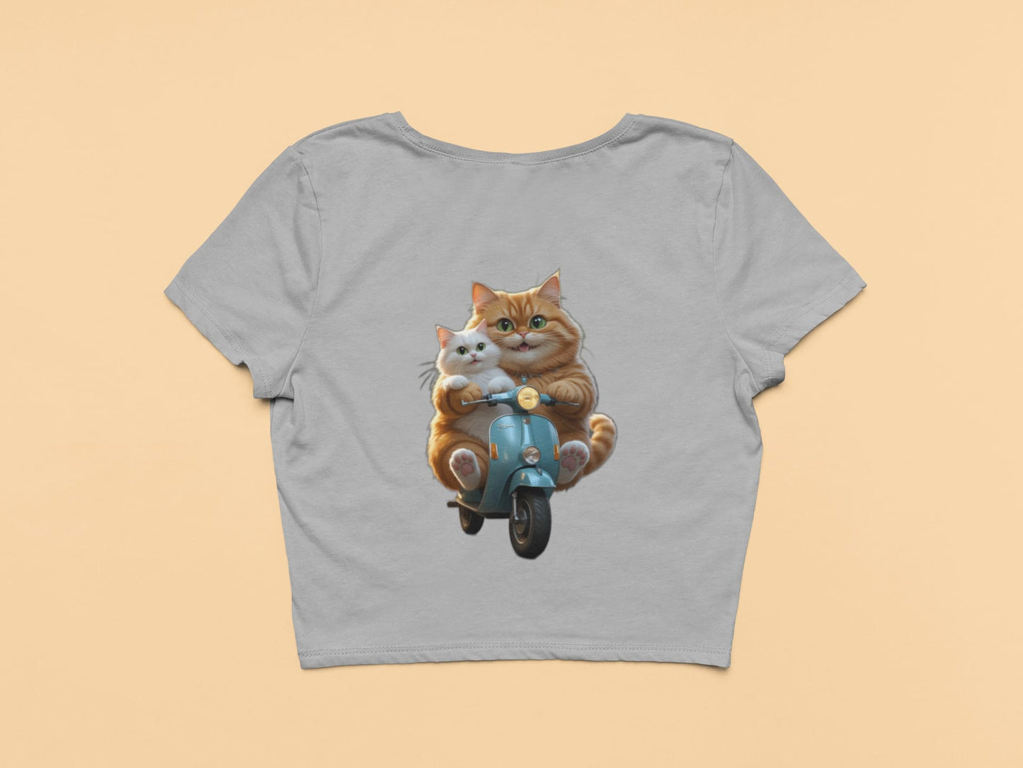 Cute Cat on Scooter- Crop Top