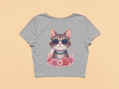 Cat with goggles-Crop Top