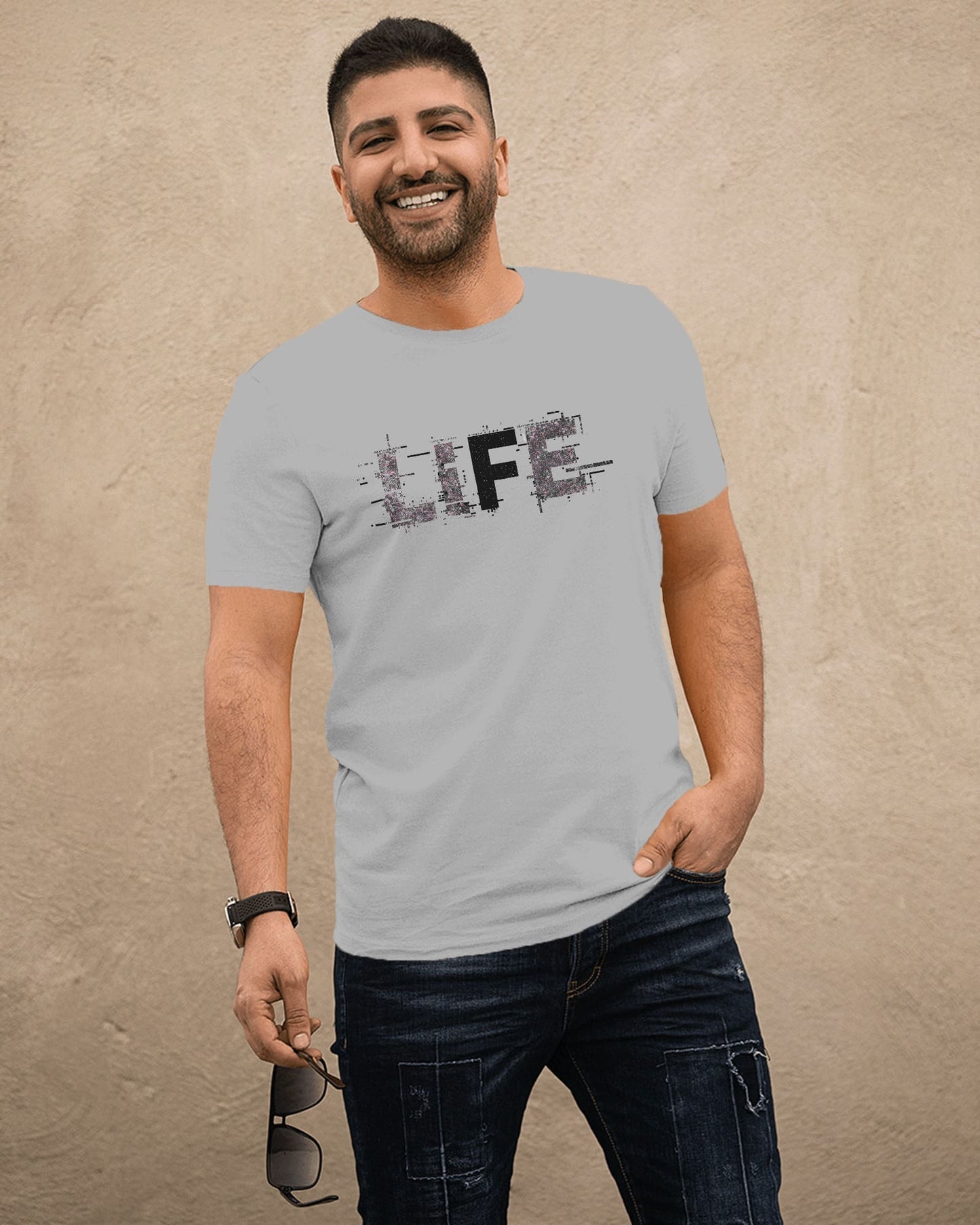 Life Abstract- Men Half Sleeve Round Neck T-Shirt