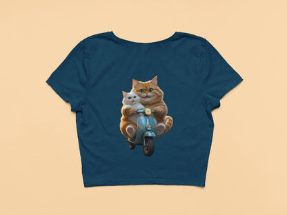 Cute Cat on Scooter- Crop Top