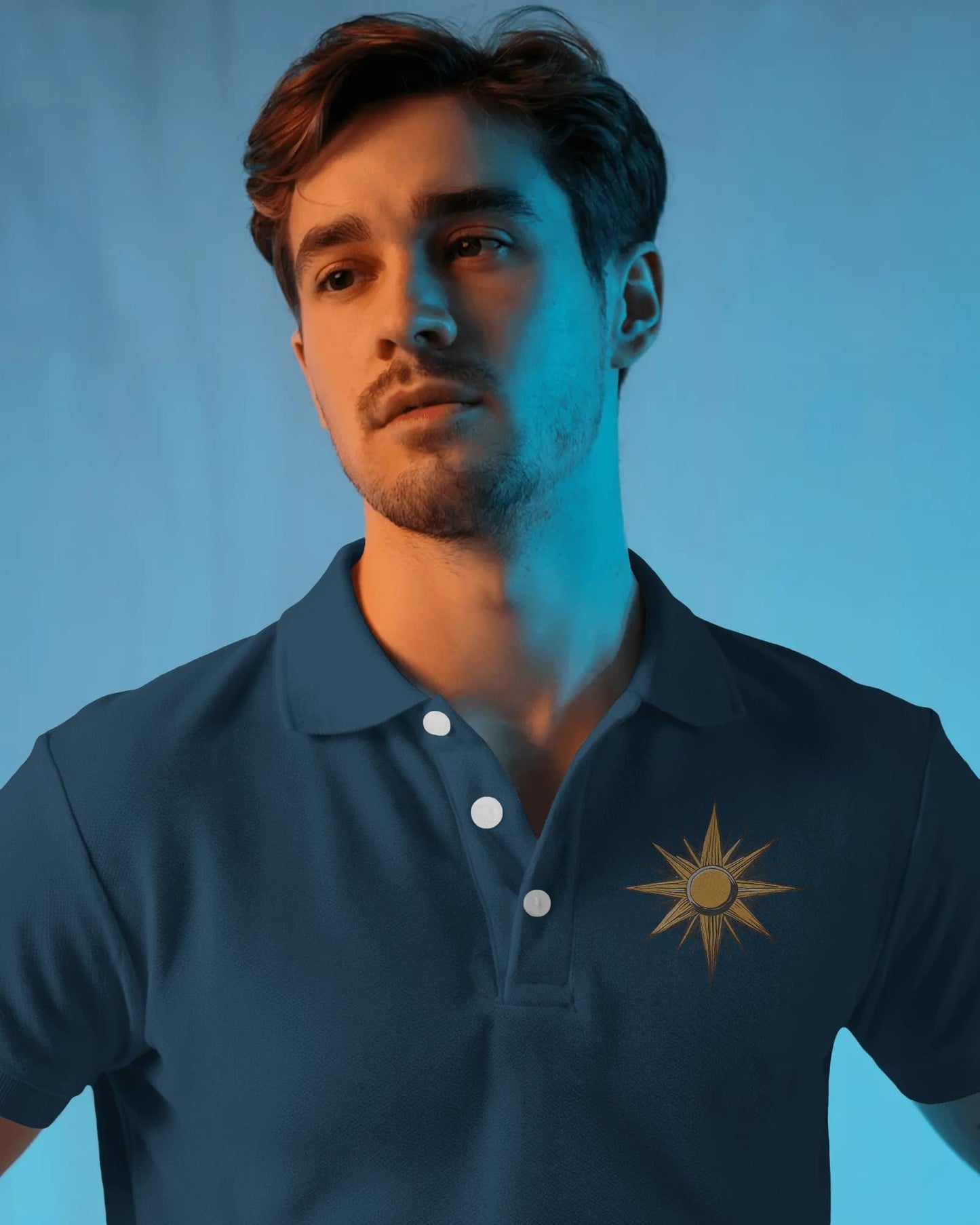 Sun Brooch-Men Polo T-shirt