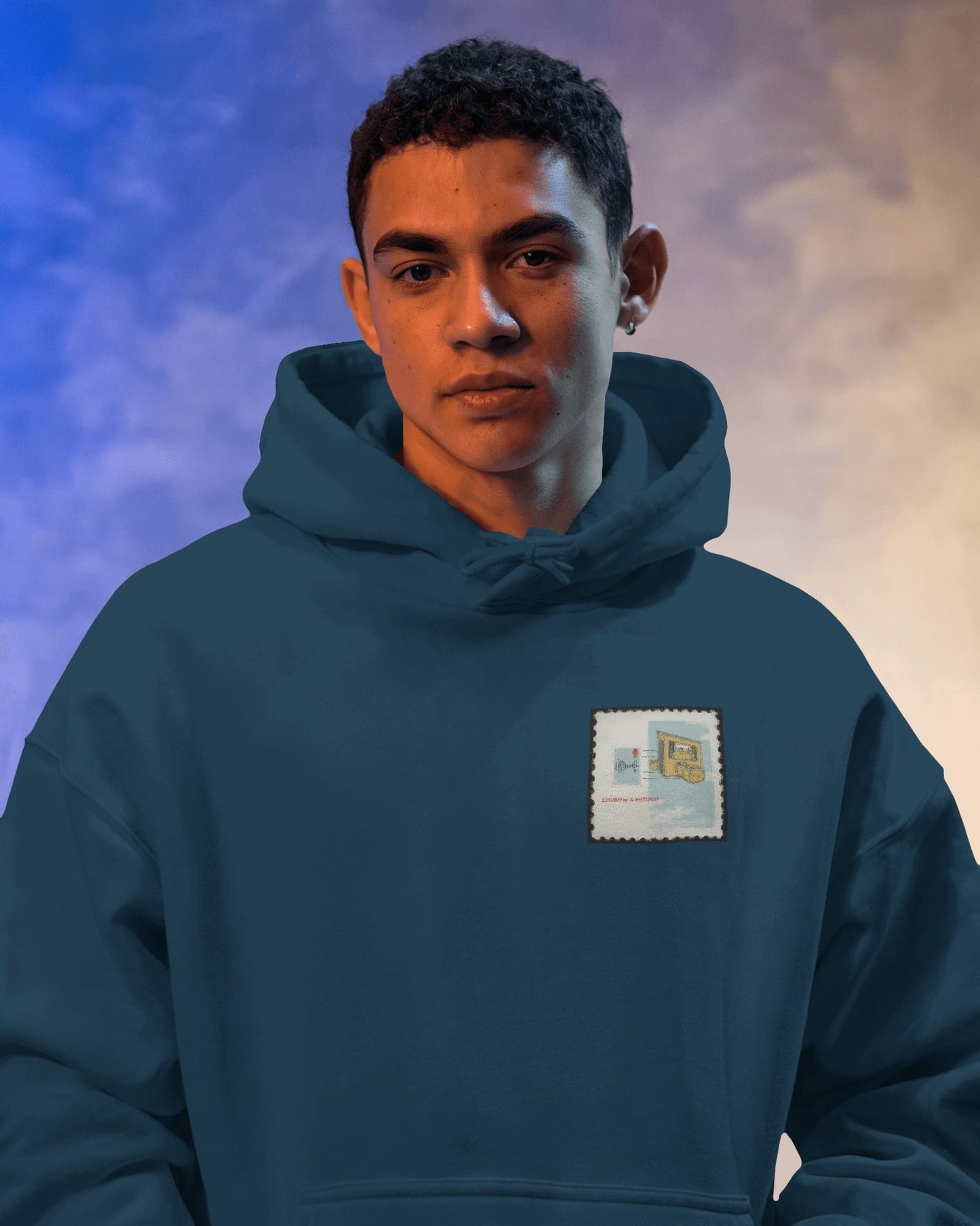 Postcard Stamp-Men Hoodie