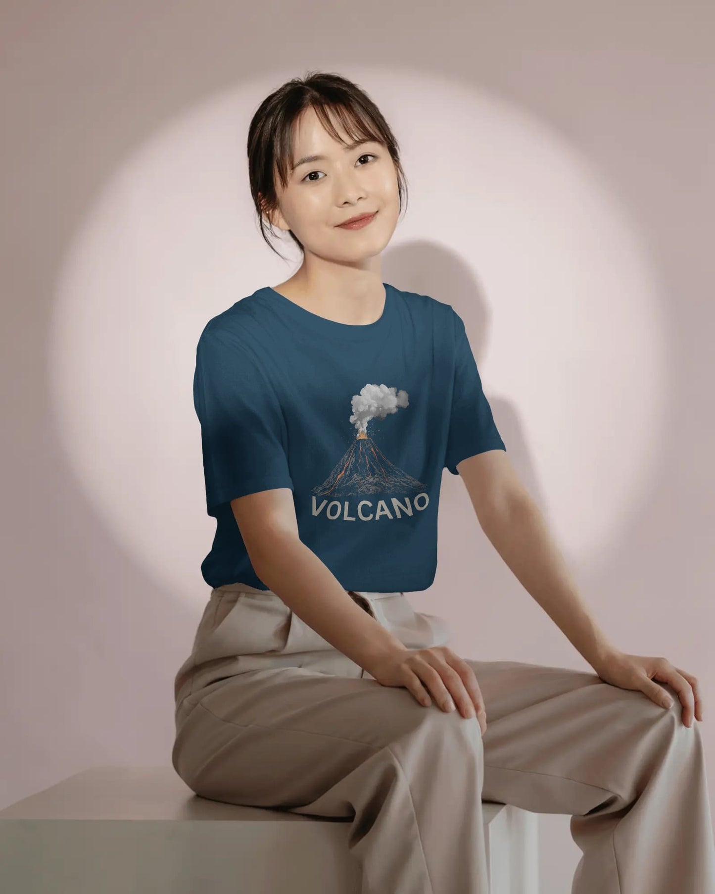 Volcano Eruption- Women Half Sleeve Round Neck T-shirt