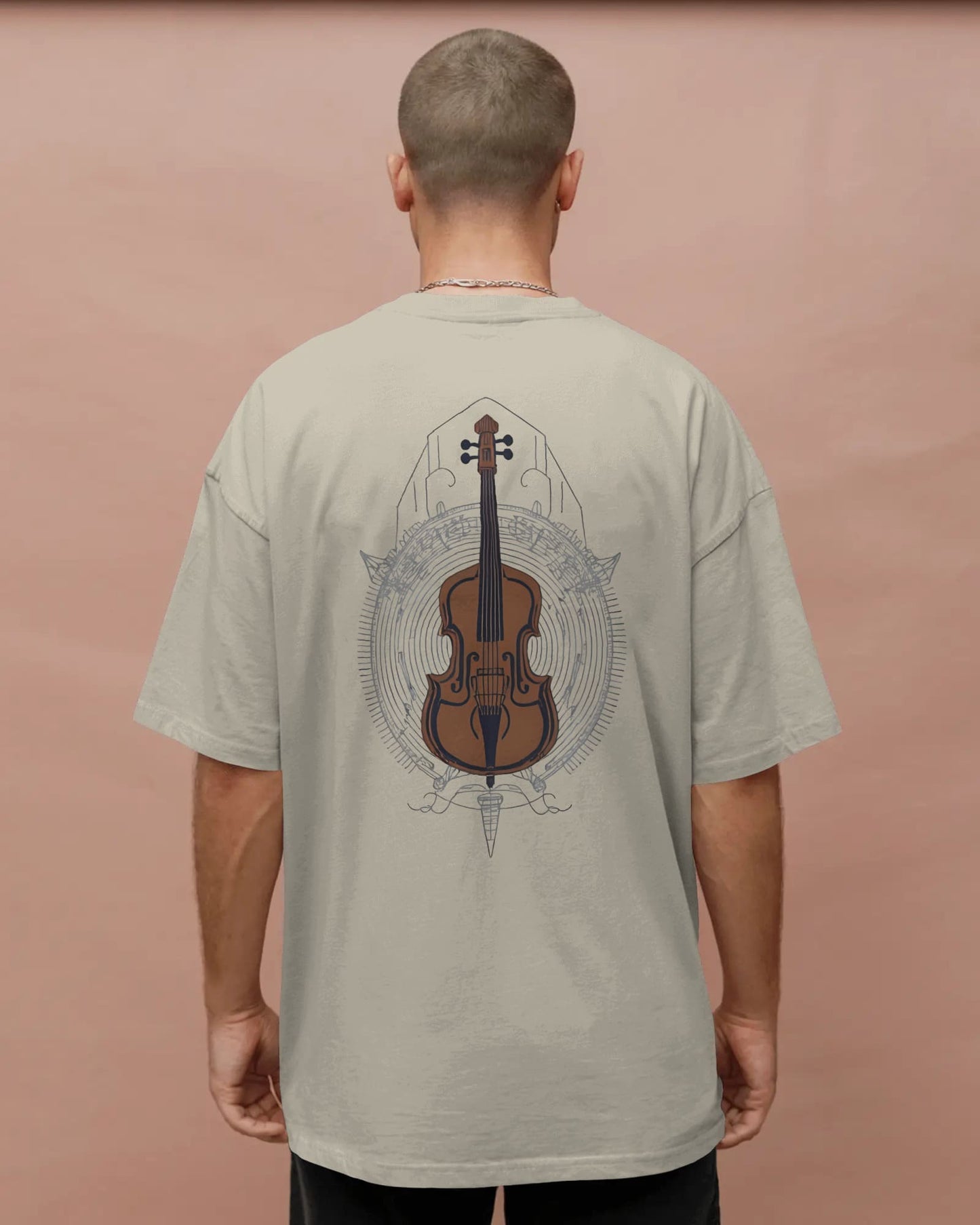 Violin Musical Notes-Men Oversize T-shirt