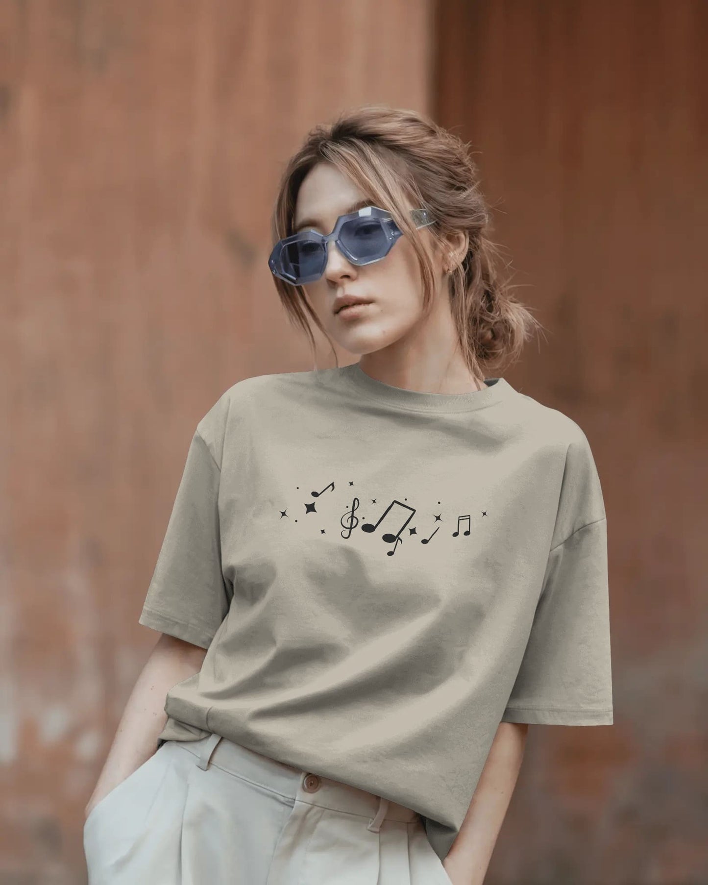 Violin Musical Notes-Women Oversize T-shirt