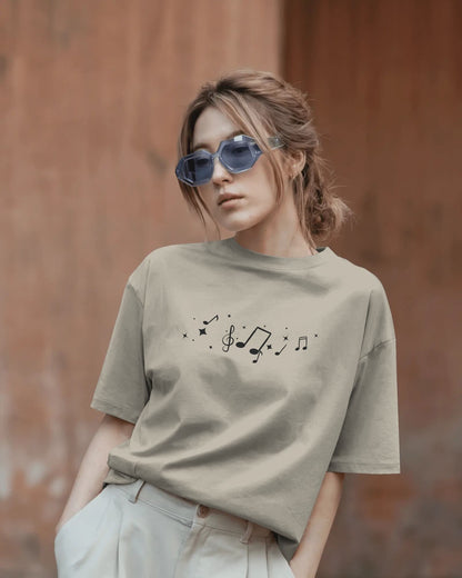 Violin Musical Notes-Women Oversize T-shirt