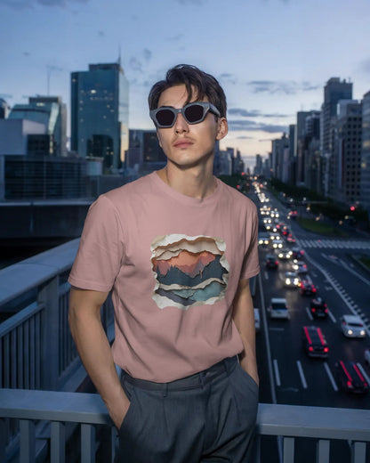 Abstract Mountain View-Men Half Sleeve Round Neck T-shirt