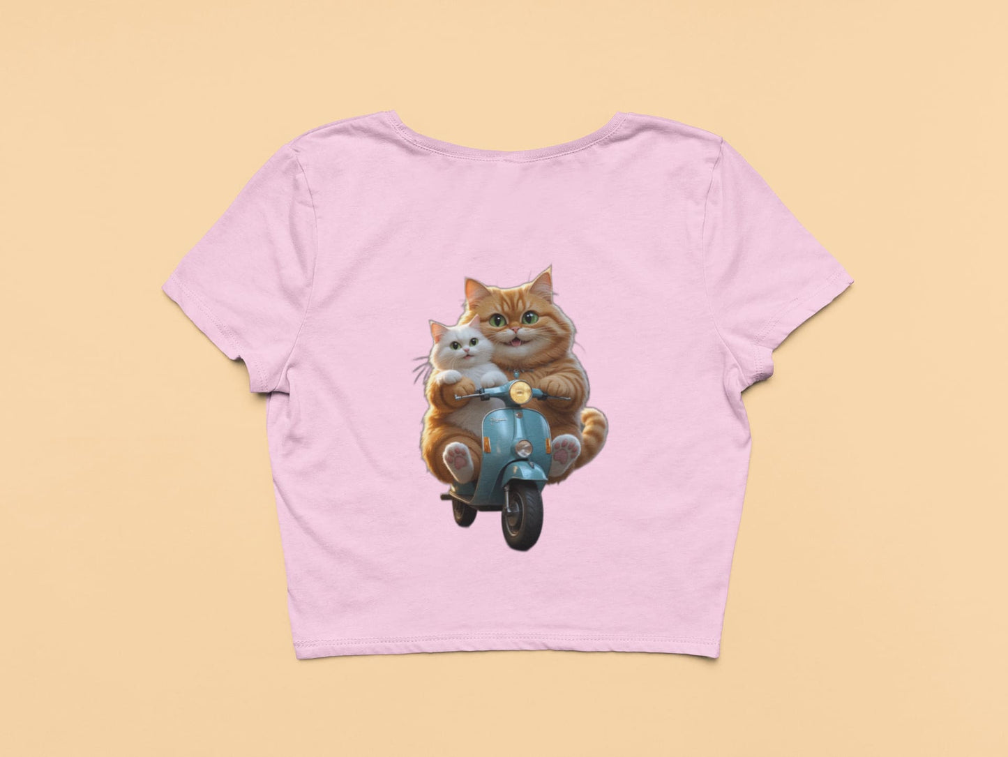 Cute Cat on Scooter- Crop Top