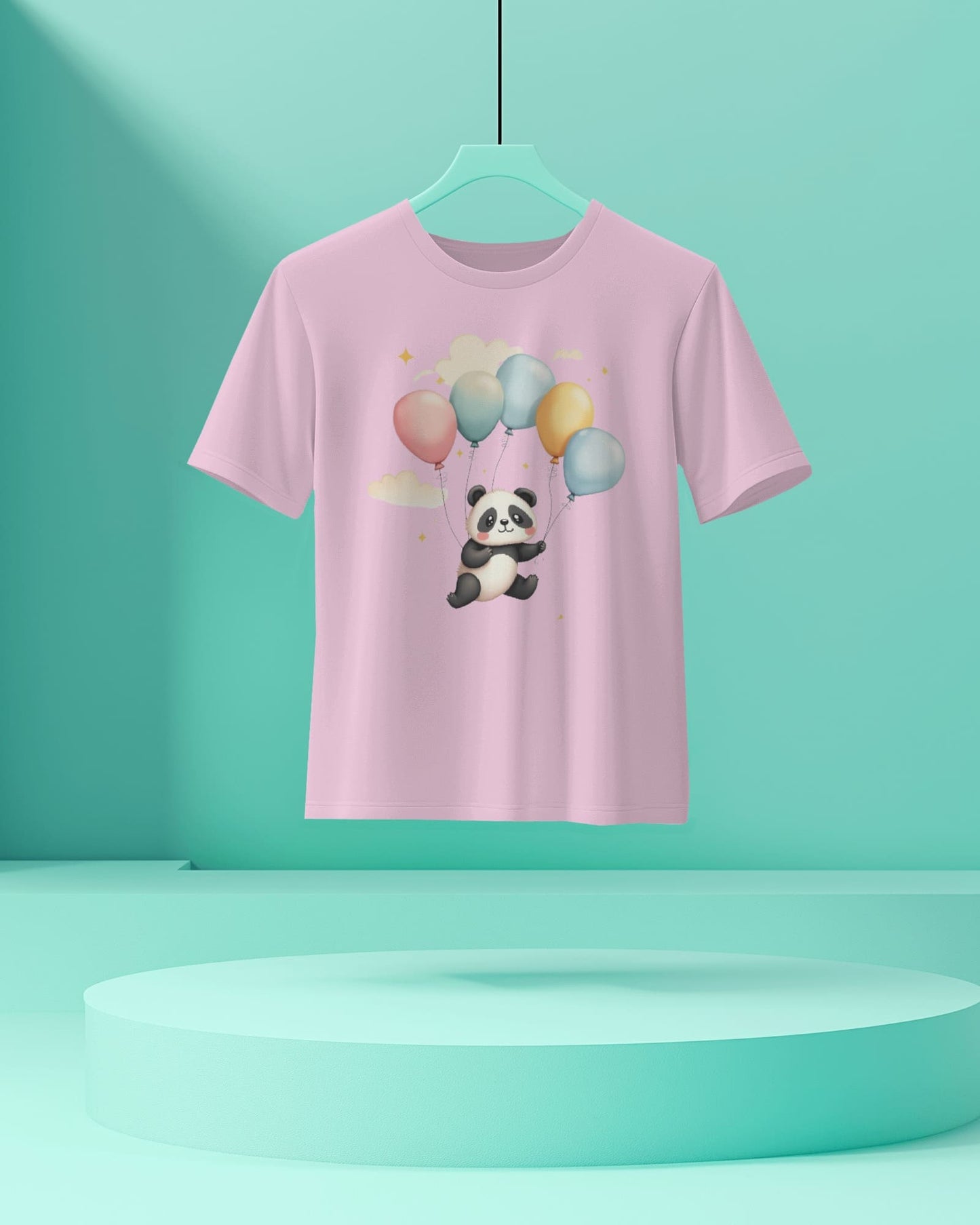 Flying Cute Panda- Women Half Sleeve Round Neck T-shirt