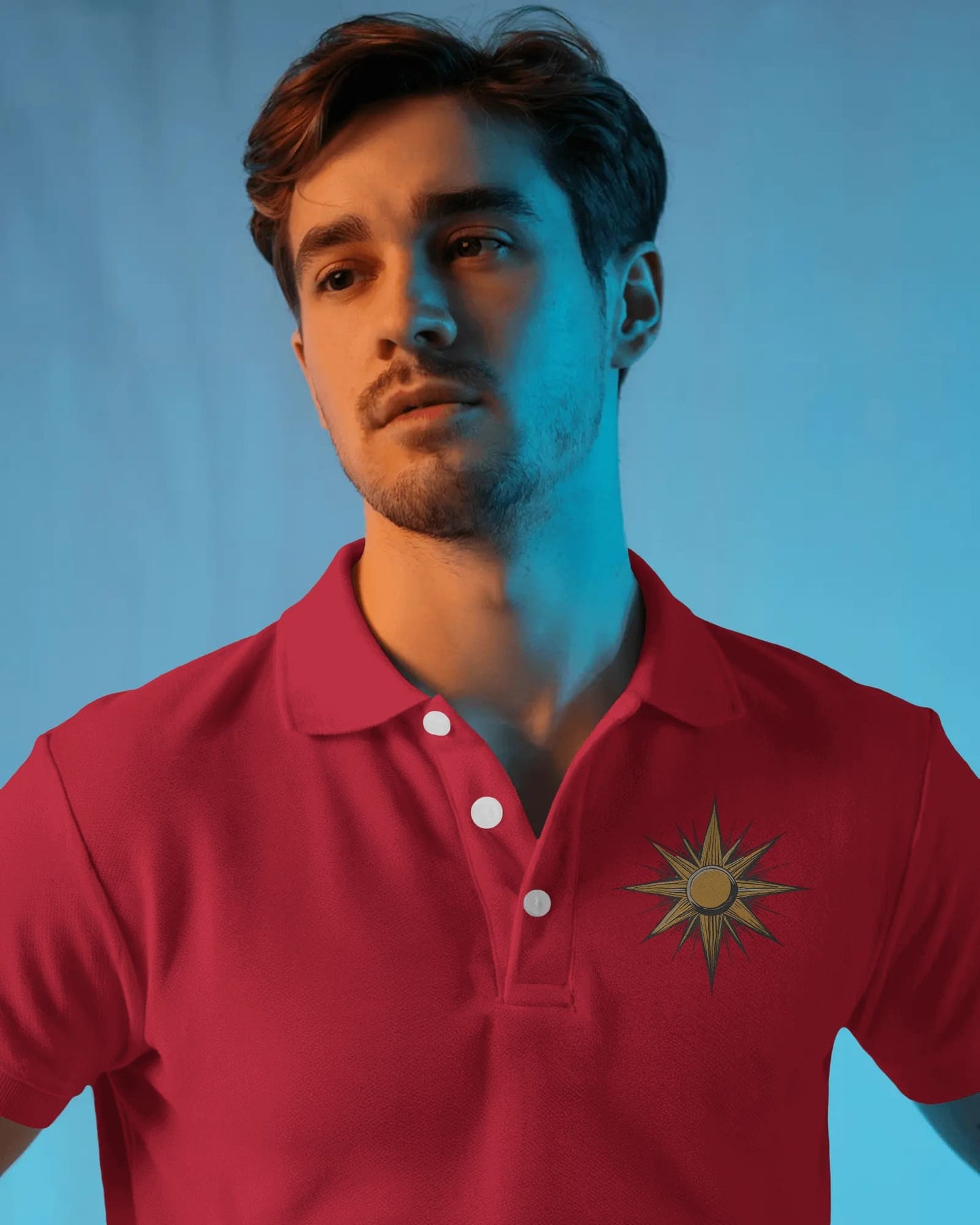 Sun Brooch-Men Polo T-shirt