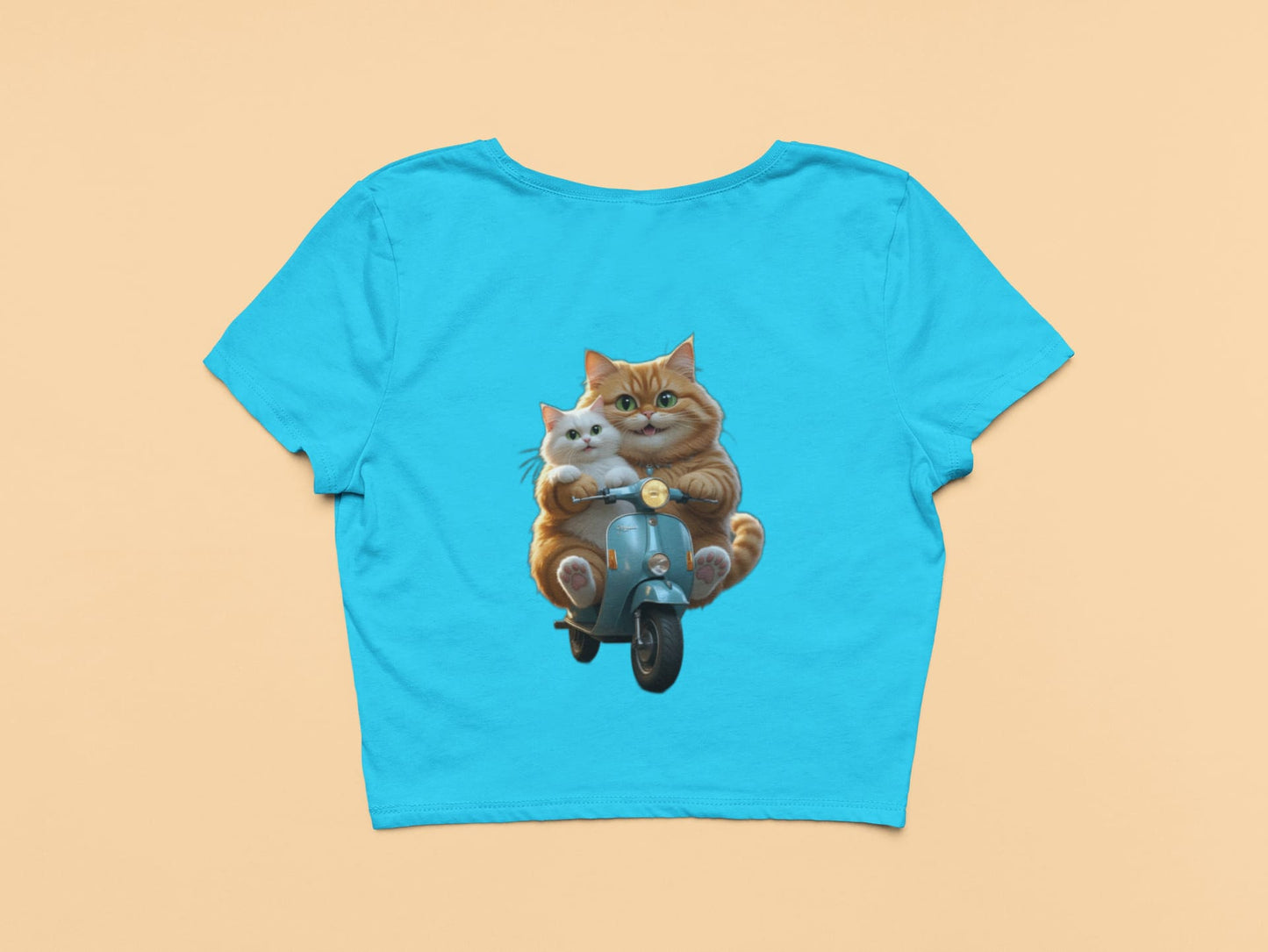 Cute Cat on Scooter- Crop Top