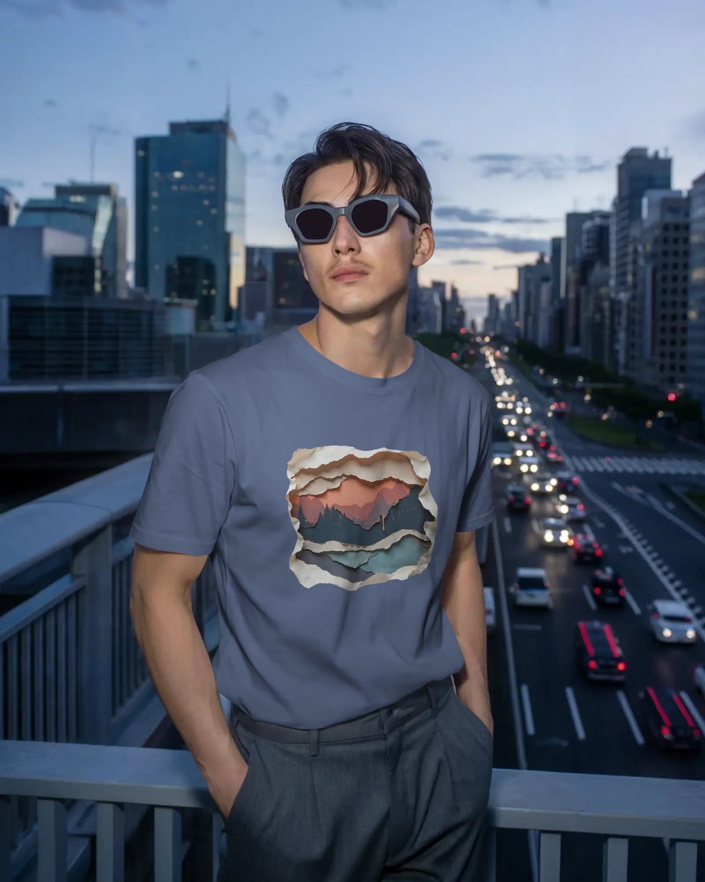Abstract Mountain View-Men Half Sleeve Round Neck T-shirt