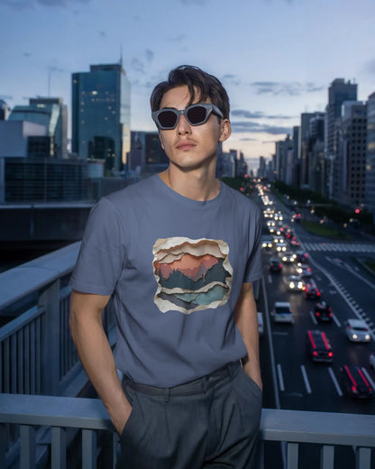 Abstract Mountain View-Men Half Sleeve Round Neck T-shirt