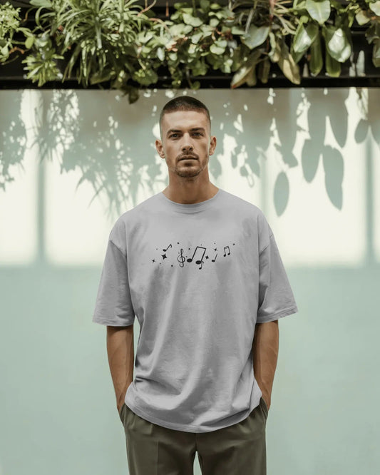 Violin Musical Notes-Men Oversize T-shirt