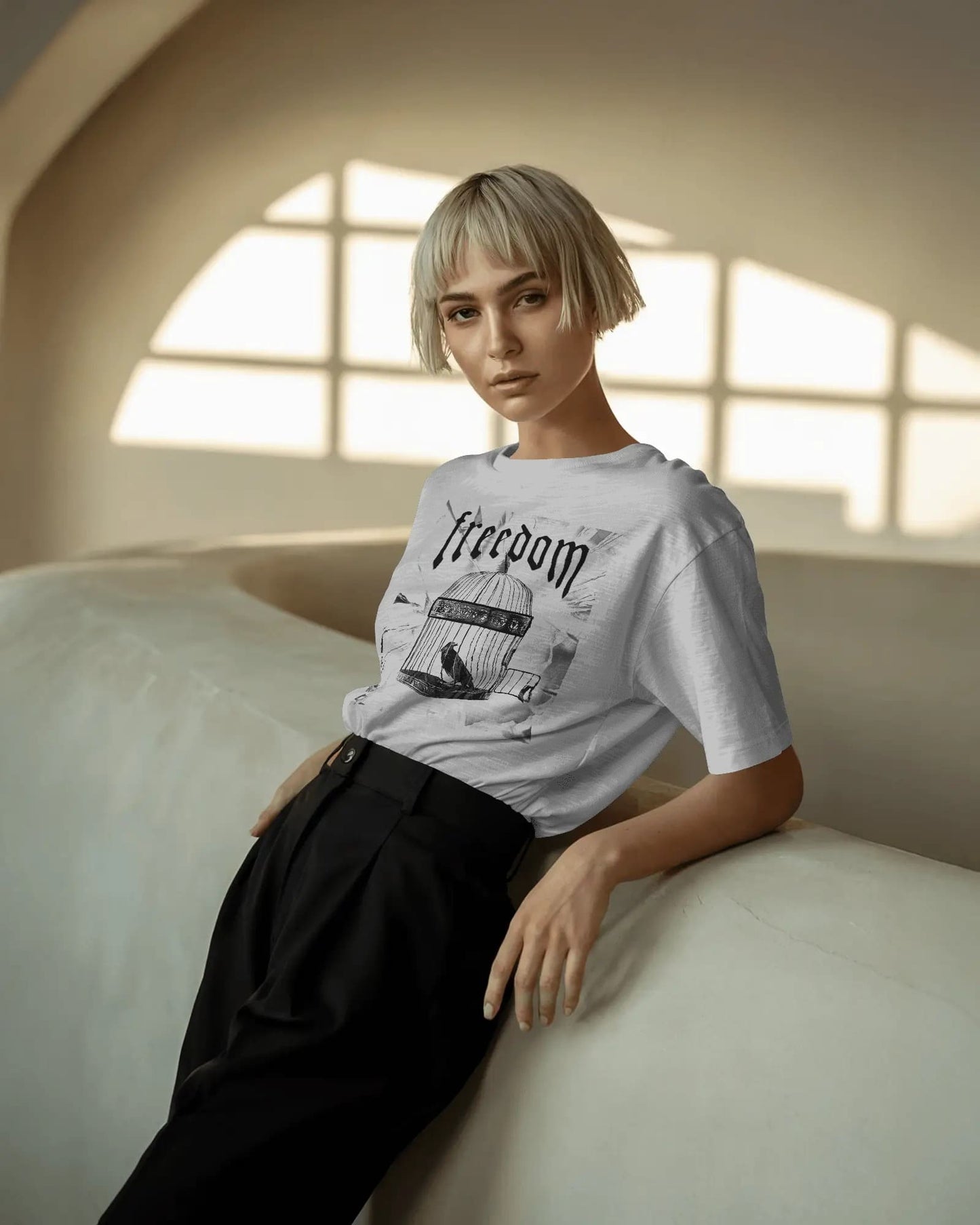 Freedom Cage-Women Oversize T-shirt