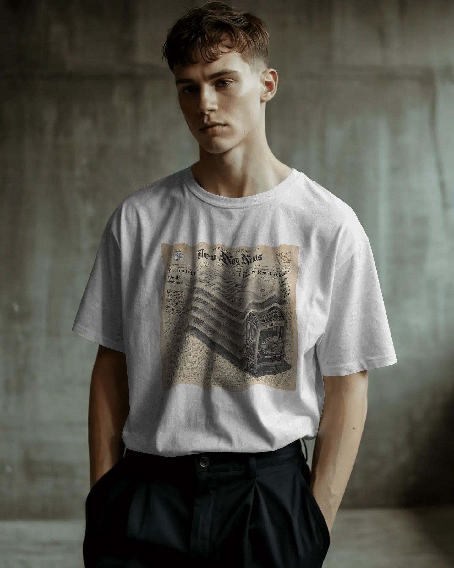 Newspaper Design- Men Oversize T-shirt