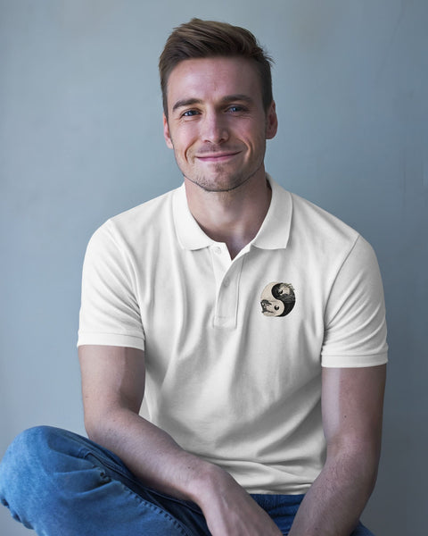 Black White Circle- Men Polo T-shirt