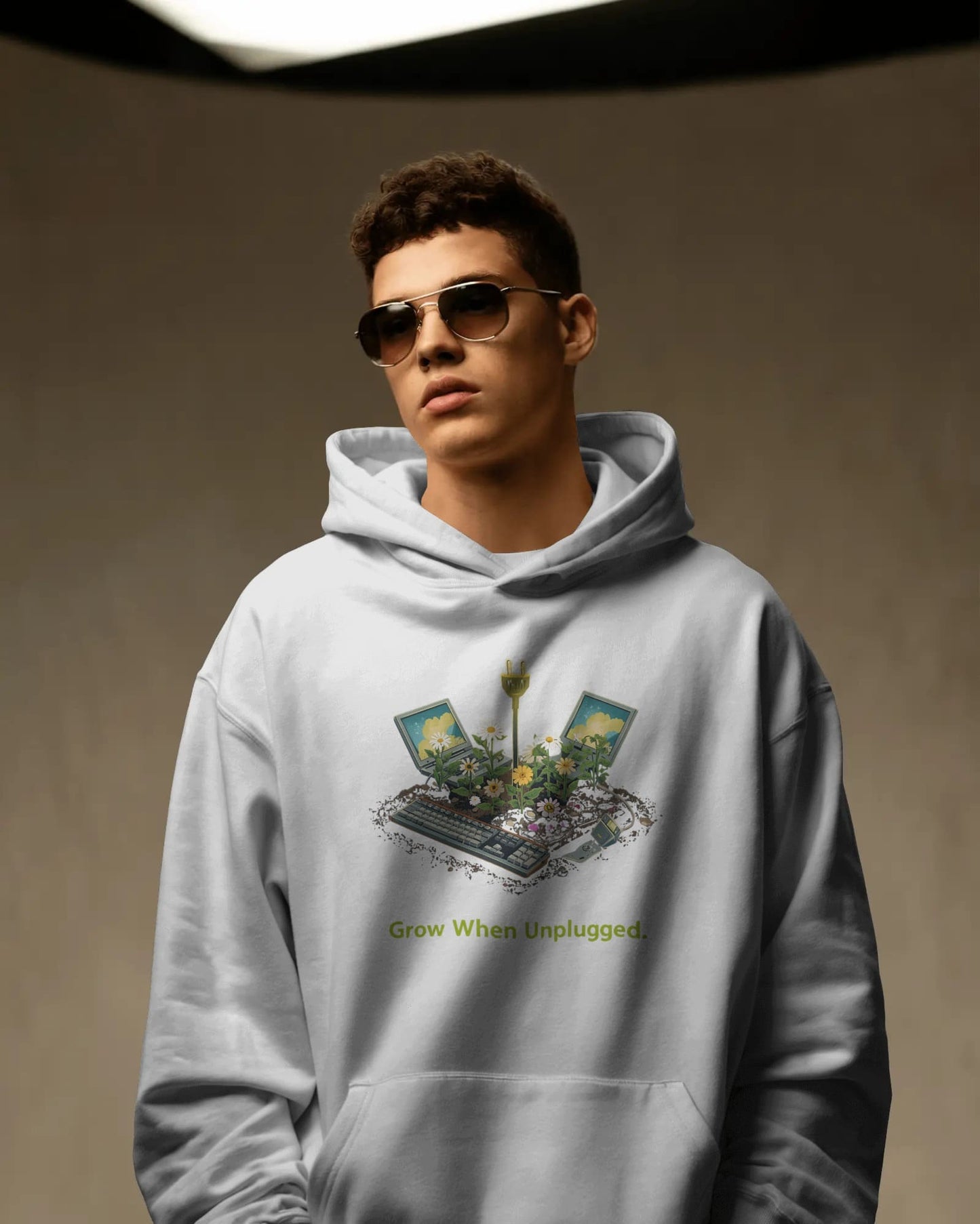 Grow When Unplugged- Men Hoodie