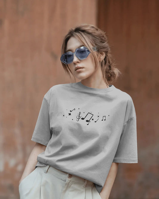 Violin Musical Notes-Women Oversize T-shirt