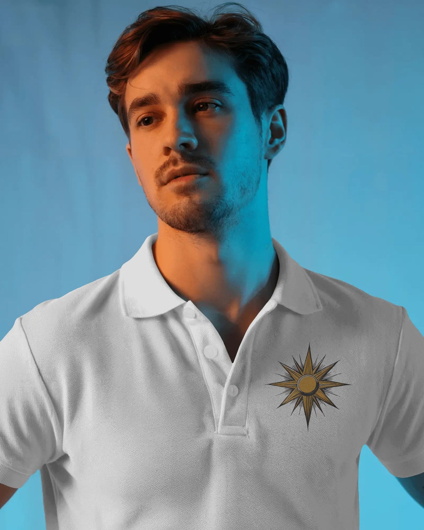 Sun Brooch-Men Polo T-shirt