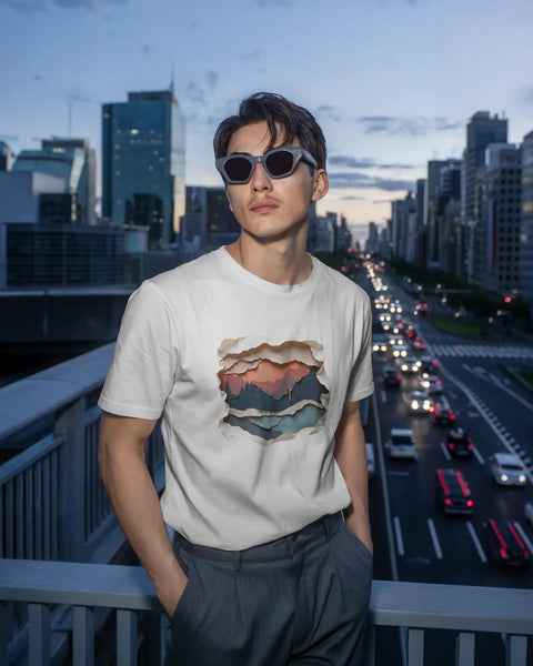 Abstract Mountain View-Men Half Sleeve Round Neck T-shirt