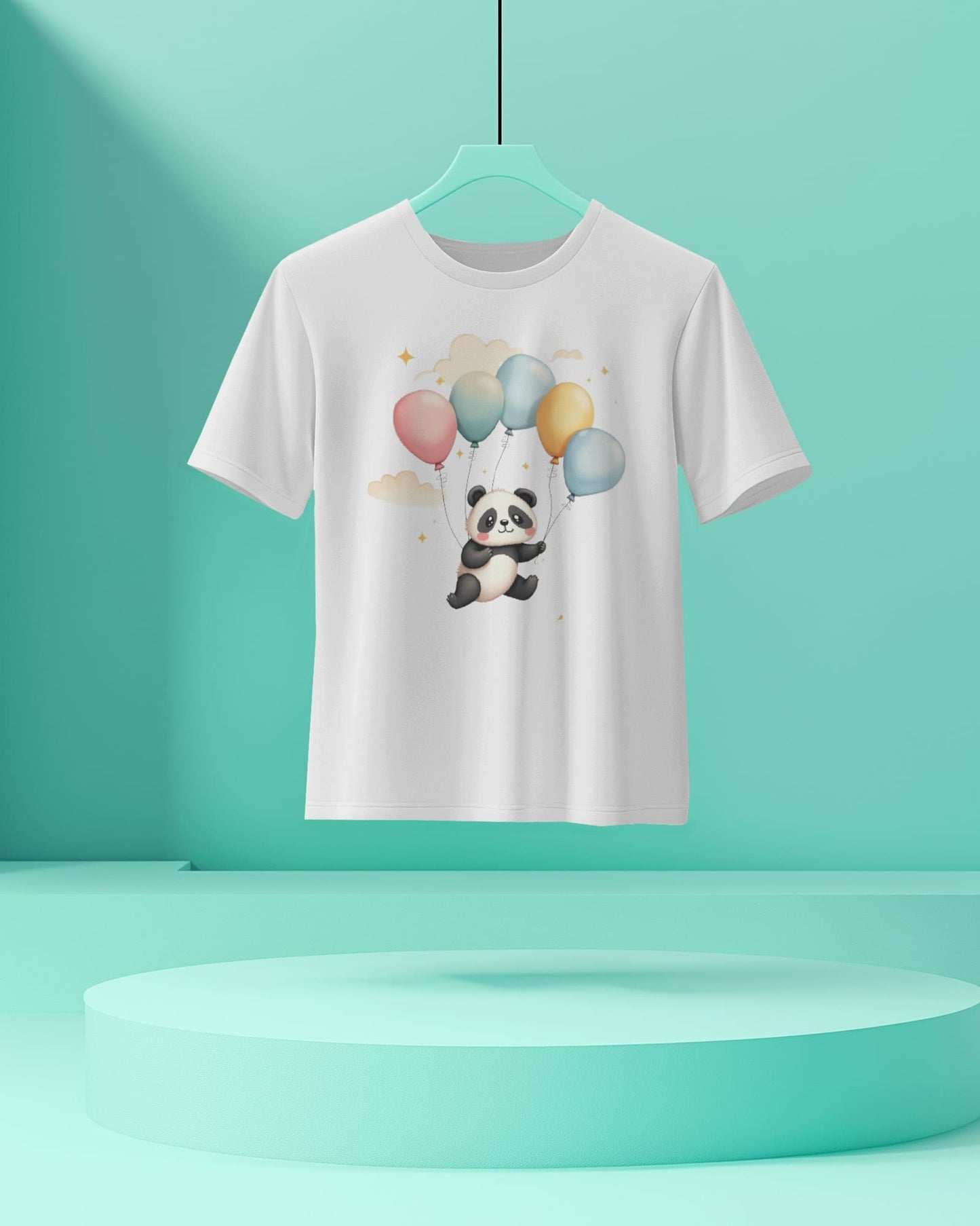 Flying Cute Panda- Women Half Sleeve Round Neck T-shirt