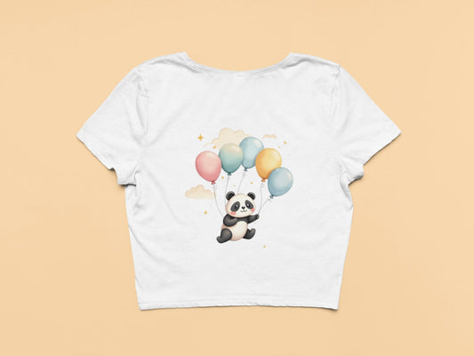 Flying Cute Panda-Crop Top