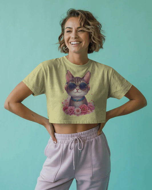 Cat with goggles-Crop Top