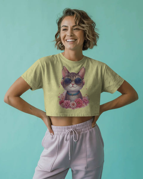 Cat with goggles-Crop Top